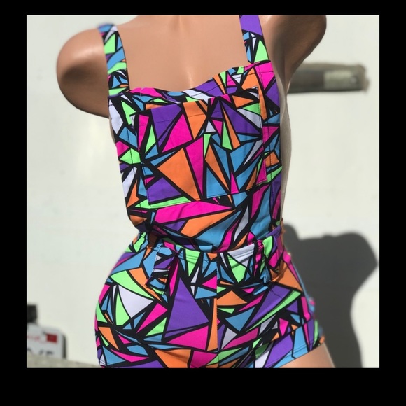 Raver overalls retro 80’s Malibu Barbie stretchy shorts jumpsuit festival romper - Picture 11 of 11